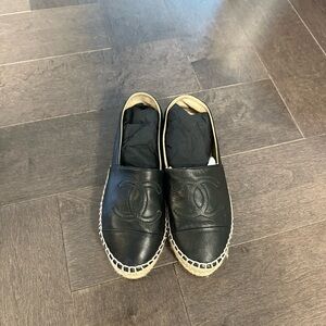 Chanel Lambskin CC Espadrilles 35 Black